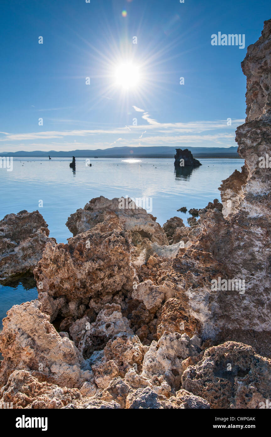 Bellissima vista del tufo strane torri del Lago Mono. Foto Stock