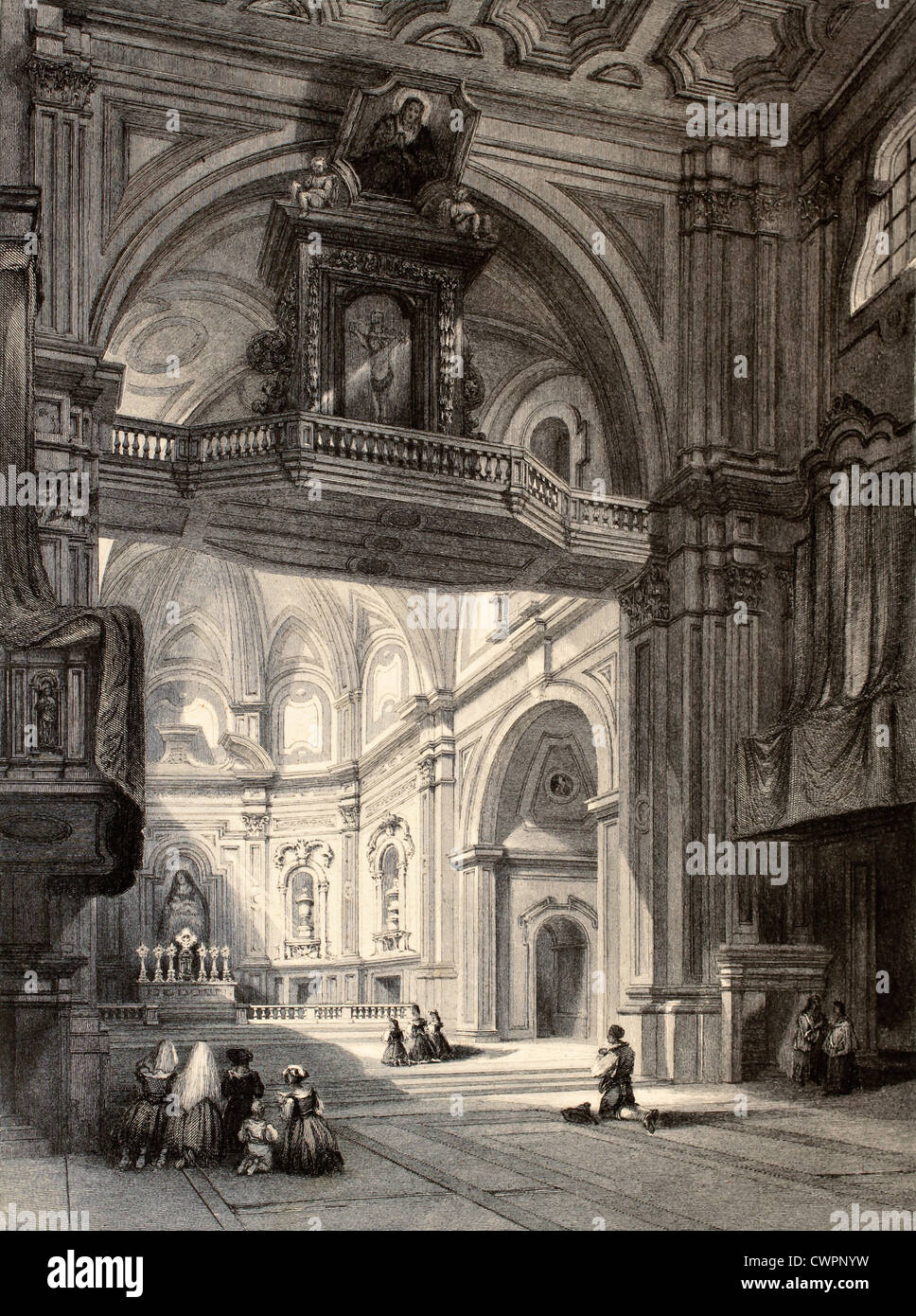Madonna del Carmine interno a Napoli, Italia Foto Stock