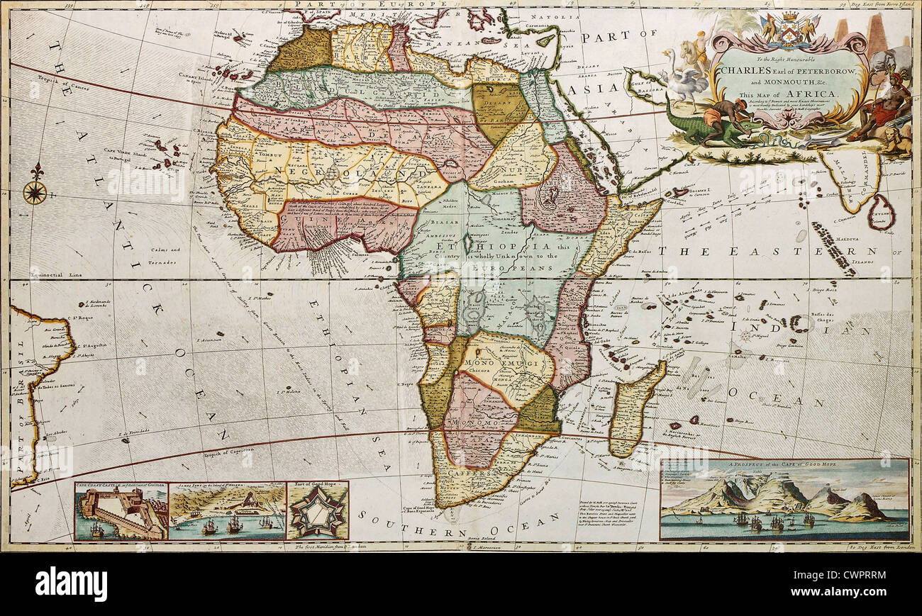 Vecchia mappa Africa Foto Stock