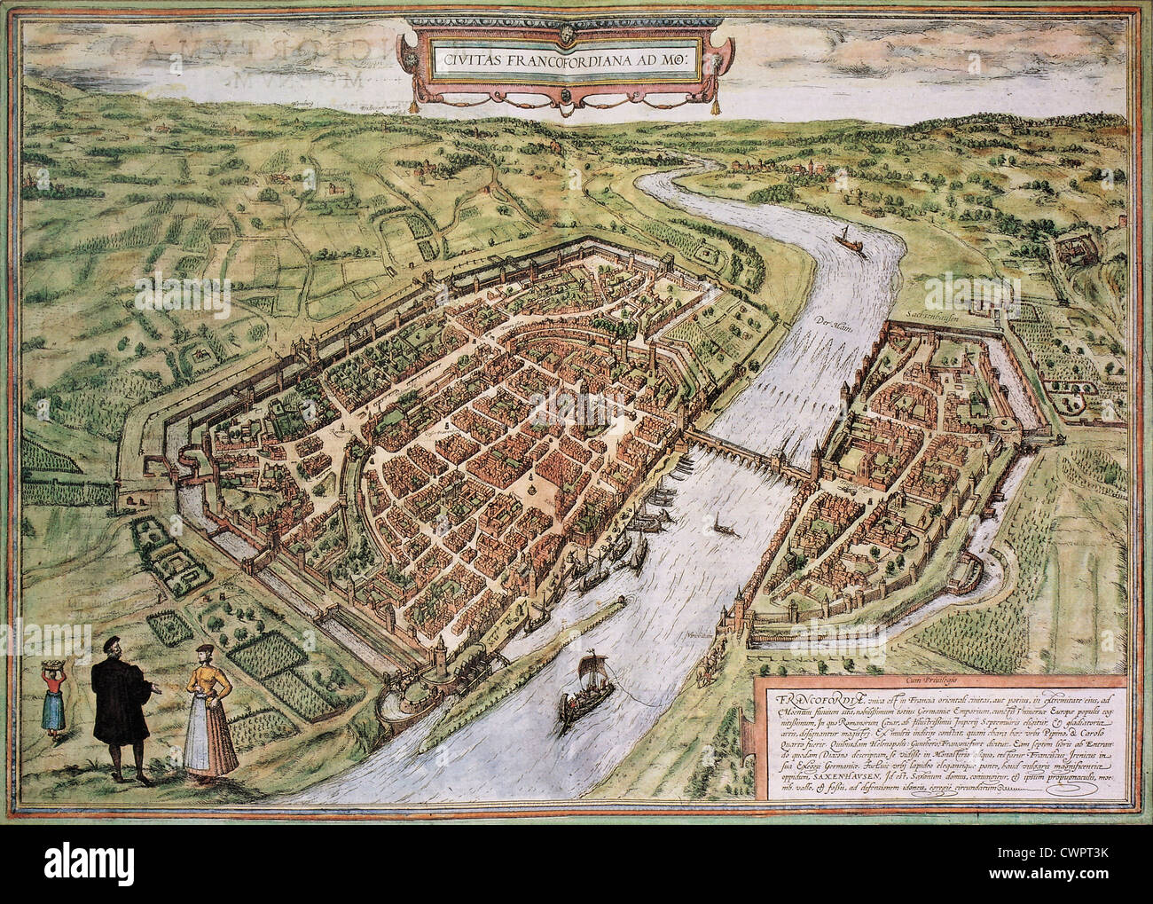 Francoforte mappa vecchia Foto Stock