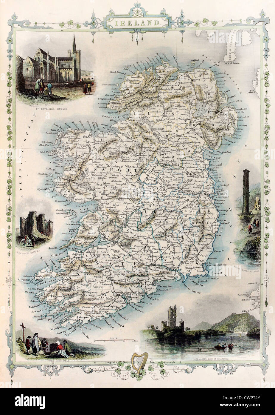Mappa vecchia Irlanda Foto Stock