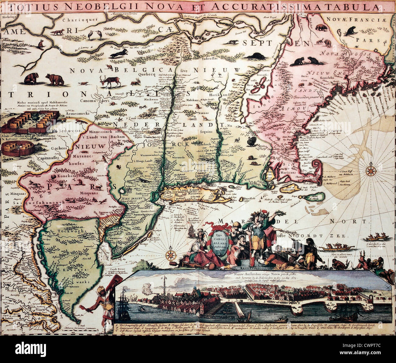 La Nuova Inghilterra mappa vecchia Foto Stock