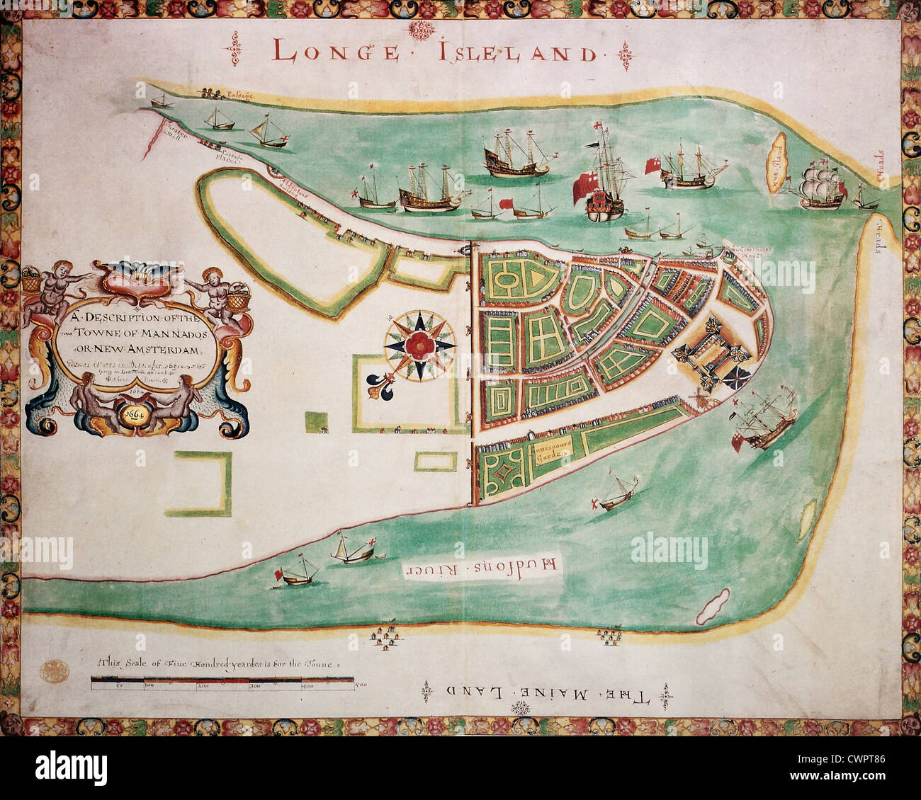 New York mappa vecchia Foto Stock