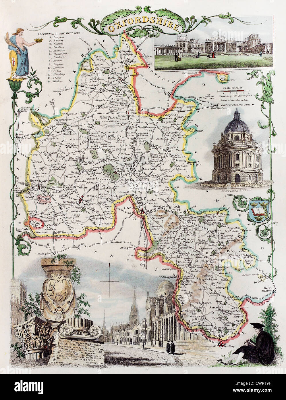 Vecchio Oxfordshire mappa Foto Stock