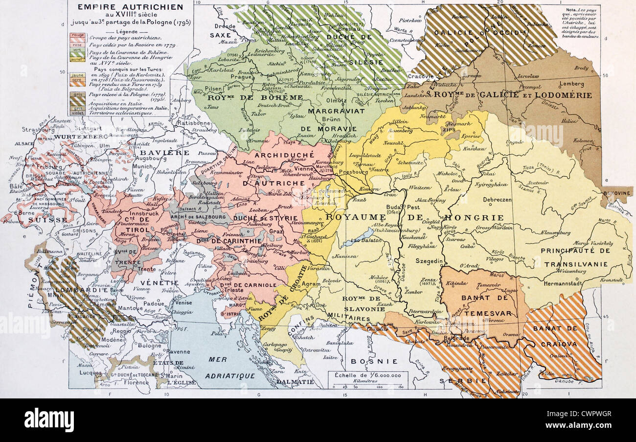 Impero Austriaco sviluppo storico mappa Foto Stock