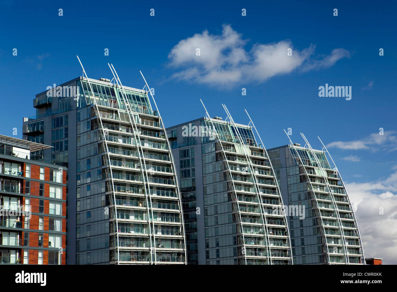 Regno Unito, Inghilterra, Salford Quays, Huron bacino, NV edifici Foto Stock