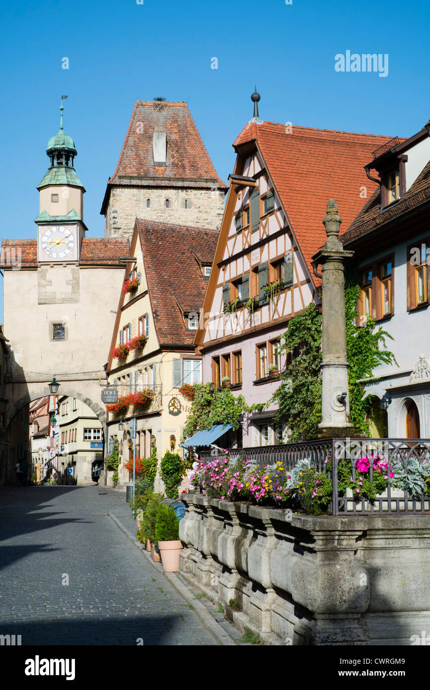Rothenburg ob der Tauber medievale in Baviera Germania Foto Stock