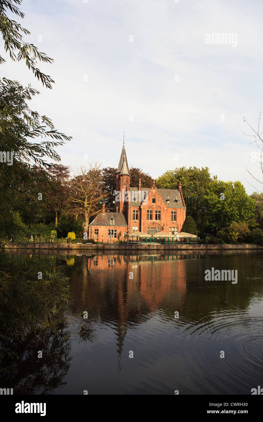 Minnewater (Lago di amore) Bruges, Belgio Foto Stock