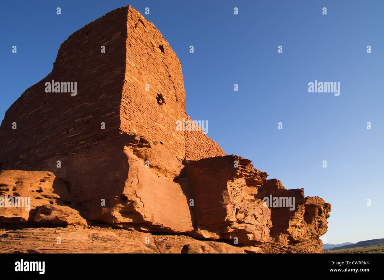 Wukoki rovine di Wupatki National Monument in golden luce della sera Foto Stock