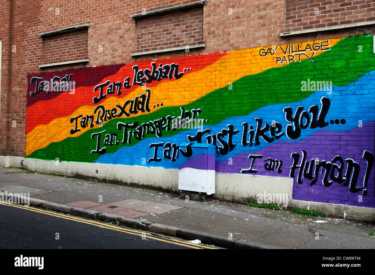 Gay il supporto murale dipinto su un edificio specialmente per Gay Pride 2012 in Brighton East Sussex England Regno Unito Foto Stock