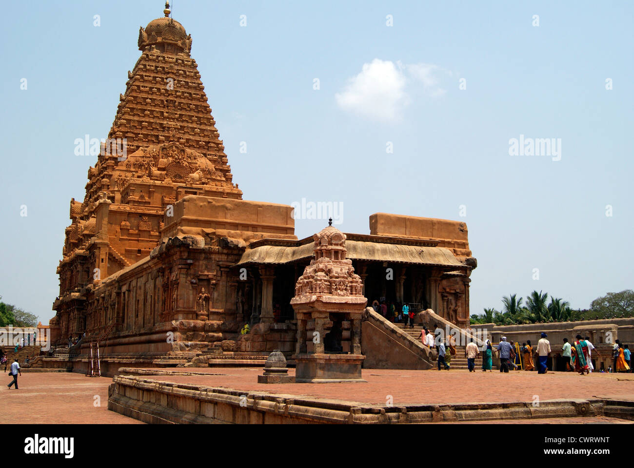 Tempio Brihadeeswarar Thanjavur 'Grande Tempio' Grande vivente tempio dei Chola Patrimonio Mondiale UNESCO monumenti Tamil Nadu in India Foto Stock