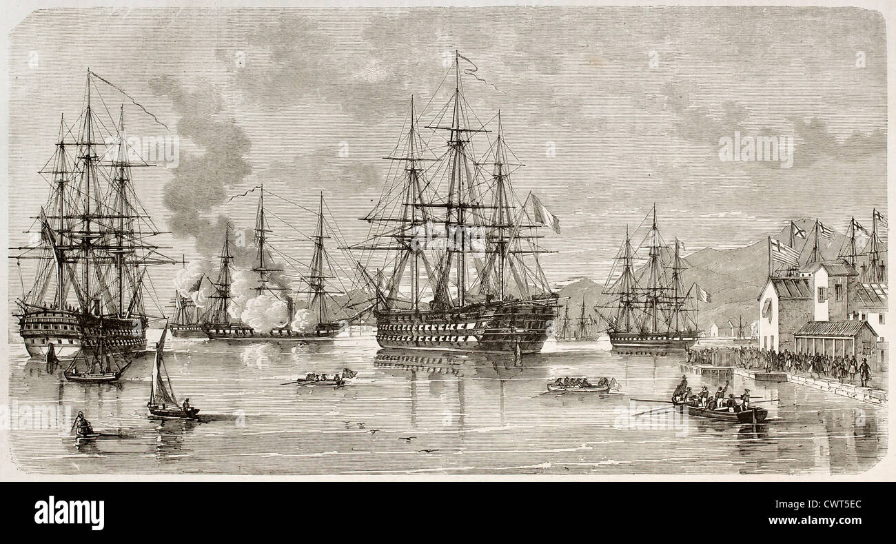 Ancient greece piraeus port engraving immagini e fotografie stock ad ...