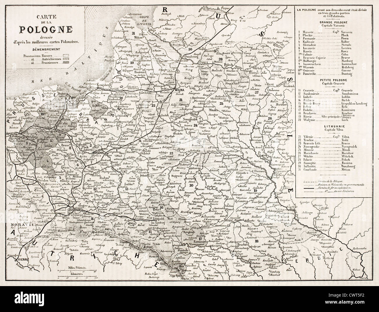 Vecchia mappa Polonia Foto Stock