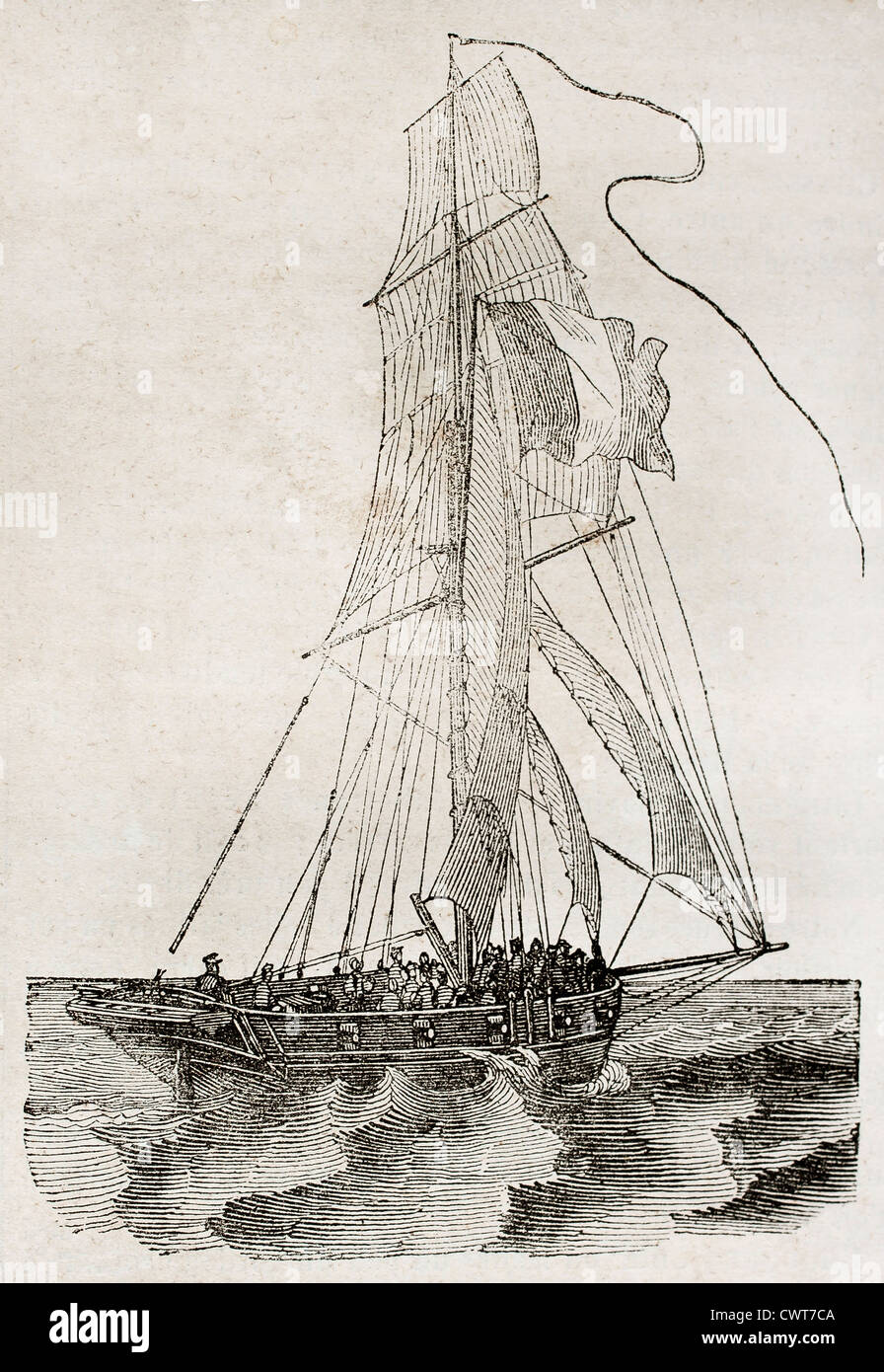 Piccola imbarcazione vela Foto Stock