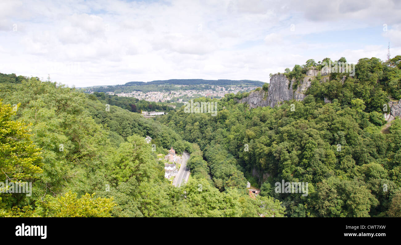 Vista di Matlock town da altezze di Abramo, Derbyshire Foto Stock