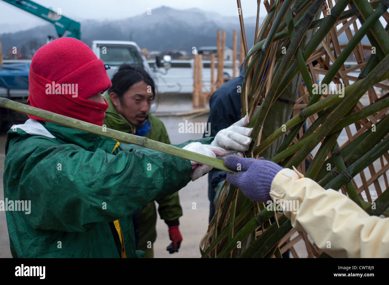 Onosaki, Ishinomaki, Giappone. Il villaggio di pescatori è stata completamente distrutta dal terremoto di tohoku e dallo tsunami. Foto Stock