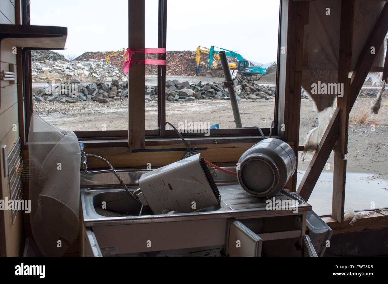 In Onosaki Ishinomaki, un anno dopo il 2011 il terremoto e lo tsunami distrutto gran parte del Giappone. Foto Stock