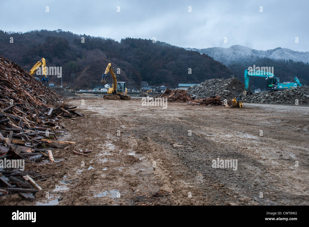 In Onosaki Ishinomaki, un anno dopo il 2011 il terremoto e lo tsunami distrutto gran parte del Giappone. Foto Stock