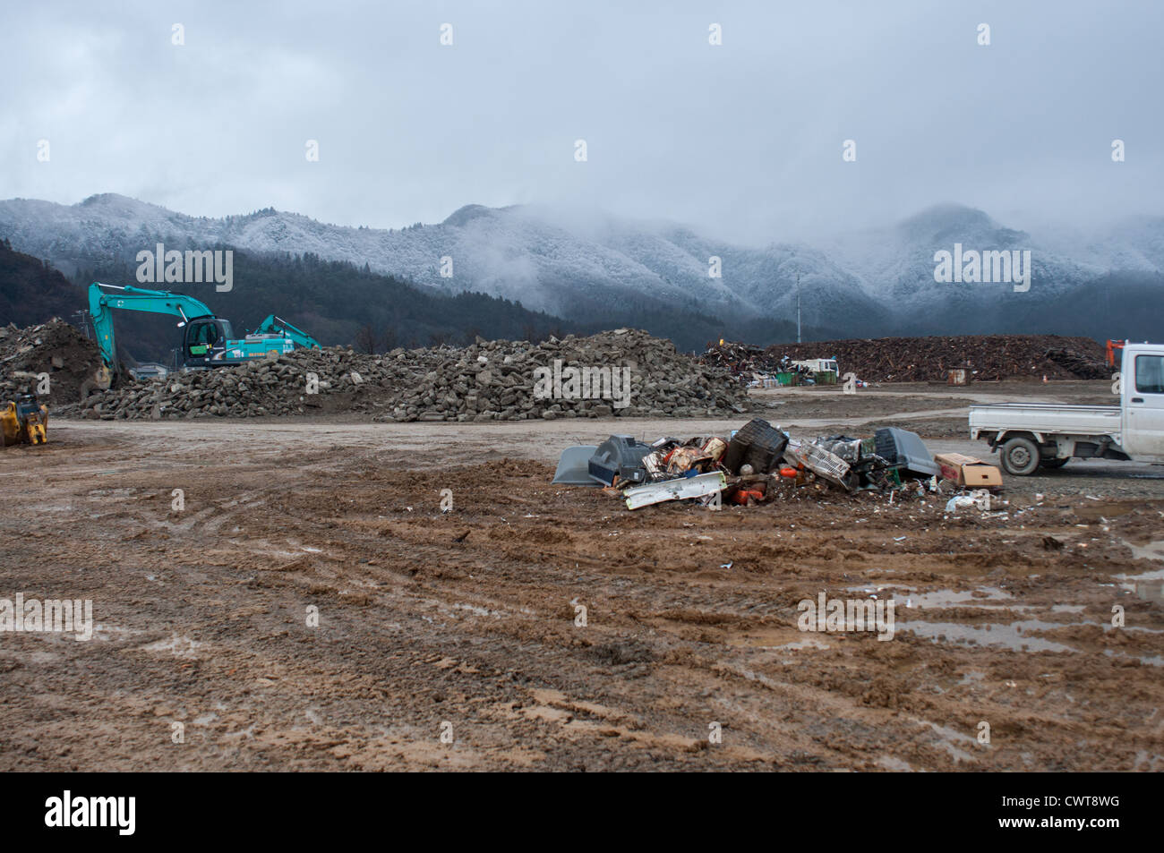 In Onosaki Ishinomaki, un anno dopo il 2011 il terremoto e lo tsunami distrutto gran parte del Giappone. Foto Stock