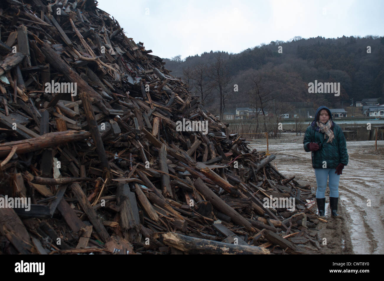 In Onosaki Ishinomaki, un anno dopo il 2011 il terremoto e lo tsunami distrutto gran parte del Giappone. Foto Stock