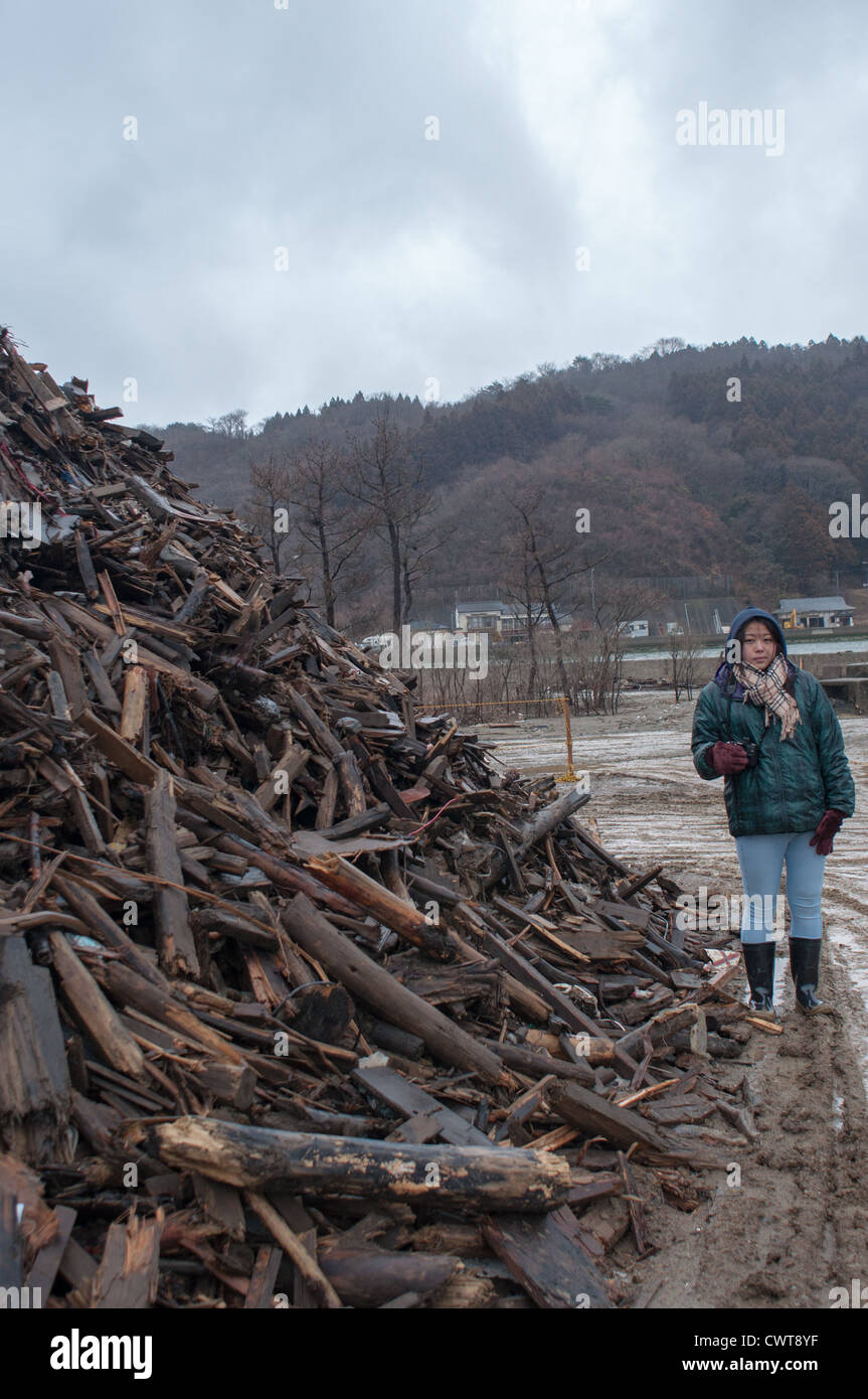 In Onosaki Ishinomaki, un anno dopo il 2011 il terremoto e lo tsunami distrutto gran parte del Giappone. Foto Stock