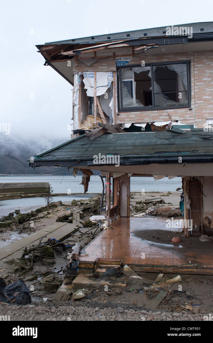 In Onosaki Ishinomaki, un anno dopo il 2011 il terremoto e lo tsunami distrutto gran parte del Giappone. Foto Stock