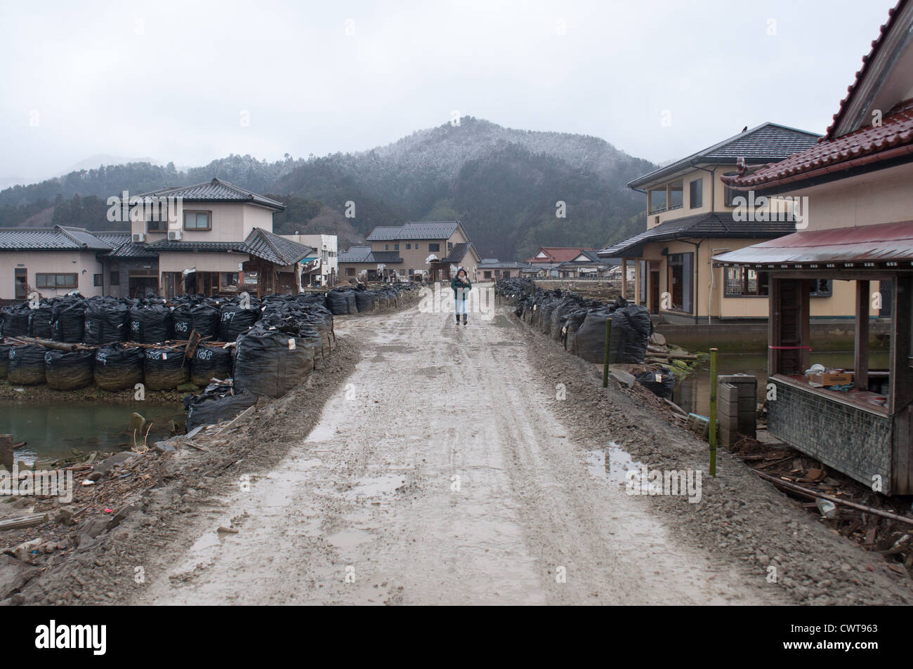 In Onosaki Ishinomaki, un anno dopo il 2011 il terremoto e lo tsunami distrutto gran parte del Giappone. Foto Stock