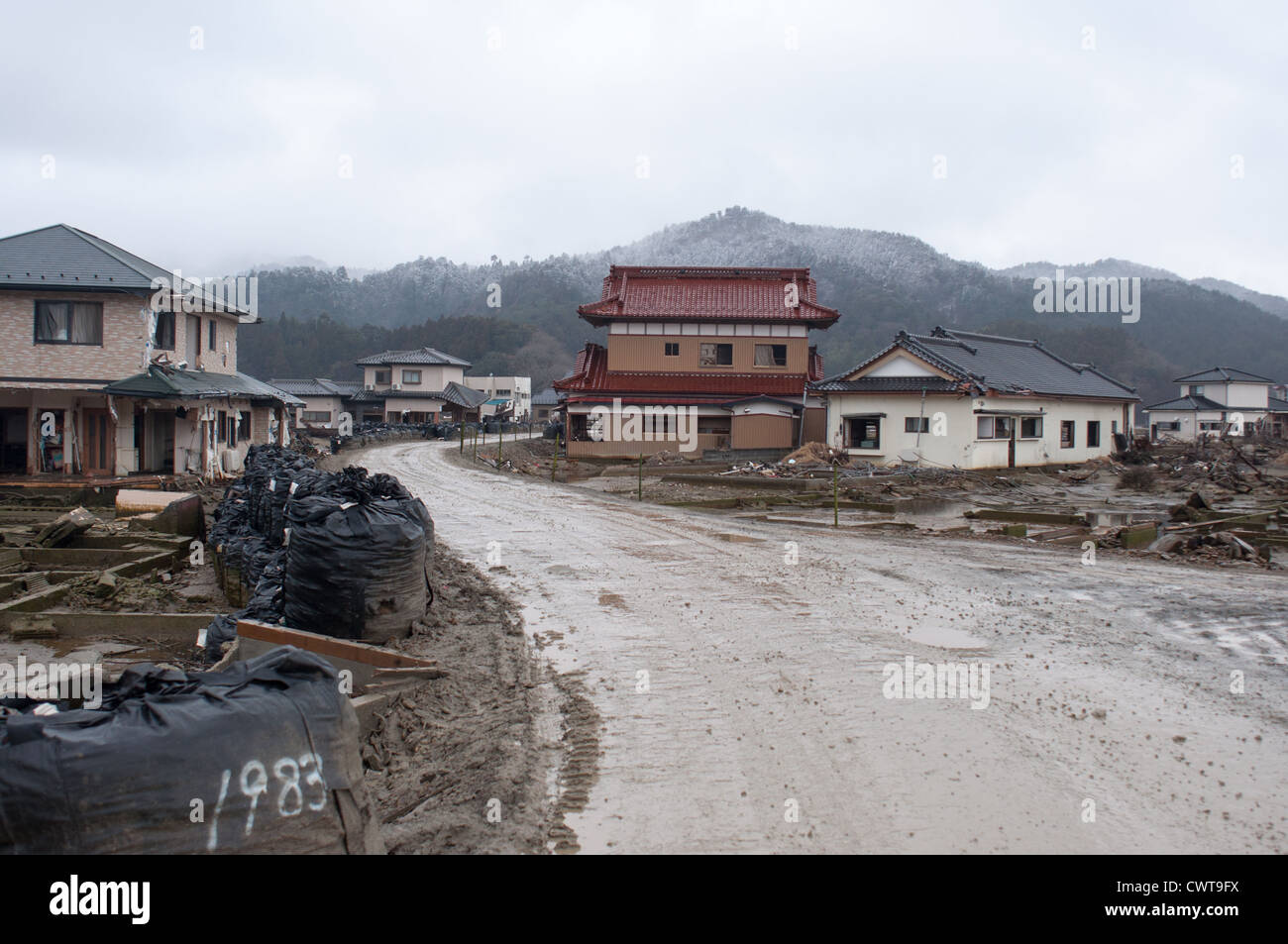 Ishinomaki, un anno dopo il devastante terremoto di Tohoku e tsunami distrutto gran parte del Giappone. Foto Stock