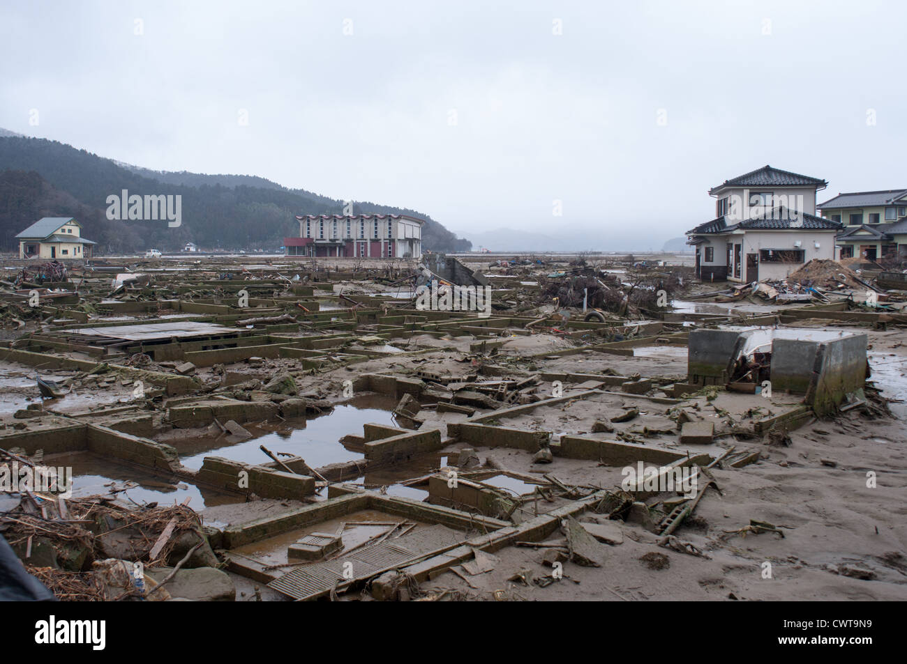 Ishinomaki, un anno dopo il devastante terremoto di Tohoku e tsunami distrutto gran parte del Giappone. Foto Stock