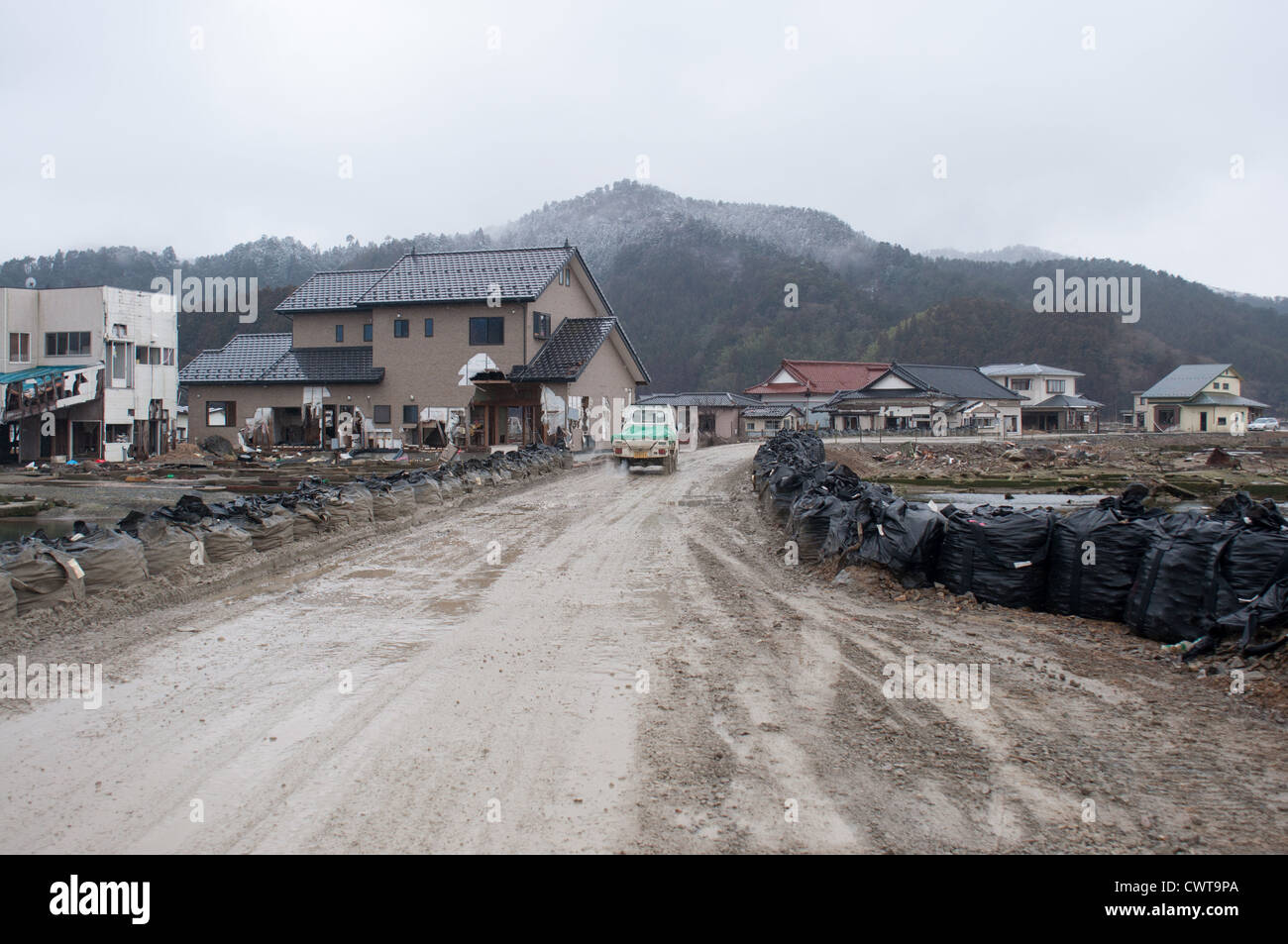 Ishinomaki, un anno dopo il devastante terremoto di Tohoku e tsunami distrutto gran parte del Giappone. Foto Stock