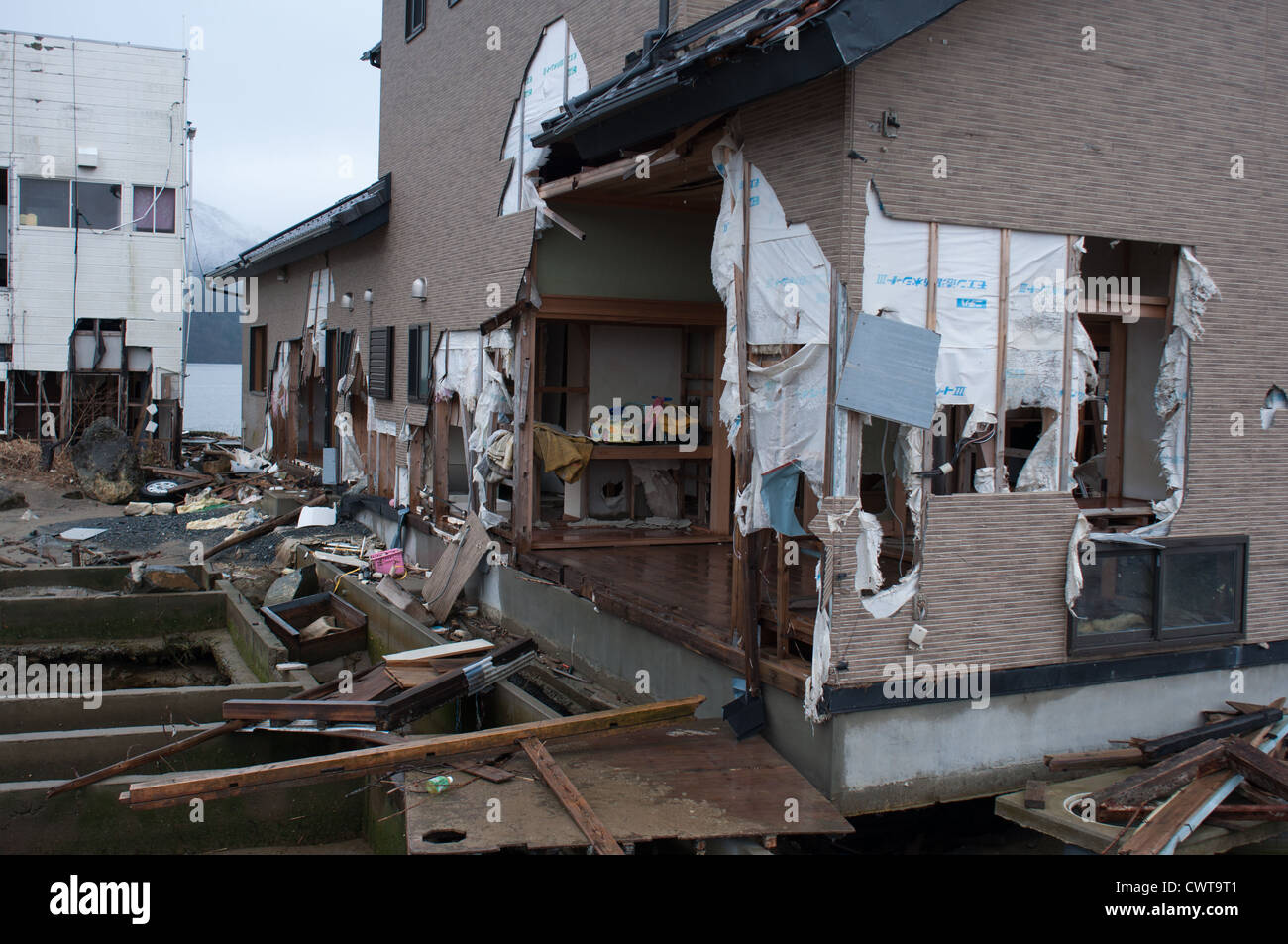 Ishinomaki, un anno dopo il devastante terremoto di Tohoku e tsunami distrutto gran parte del Giappone. Foto Stock