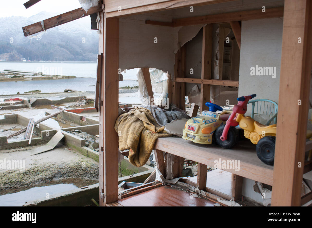 Ishinomaki, un anno dopo il devastante terremoto di Tohoku e tsunami distrutto gran parte del Giappone. Foto Stock