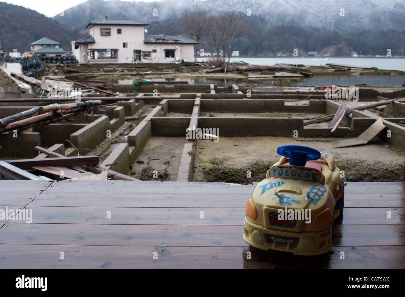 Ishinomaki, un anno dopo il devastante terremoto di Tohoku e tsunami distrutto gran parte del Giappone. Foto Stock