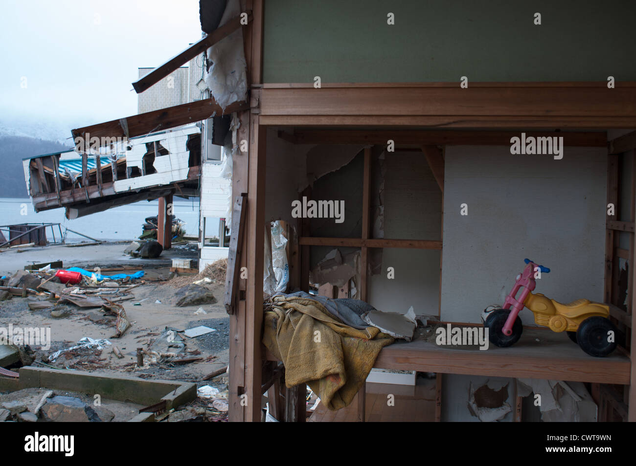 Ishinomaki, un anno dopo il devastante terremoto di Tohoku e tsunami distrutto gran parte del Giappone. Foto Stock