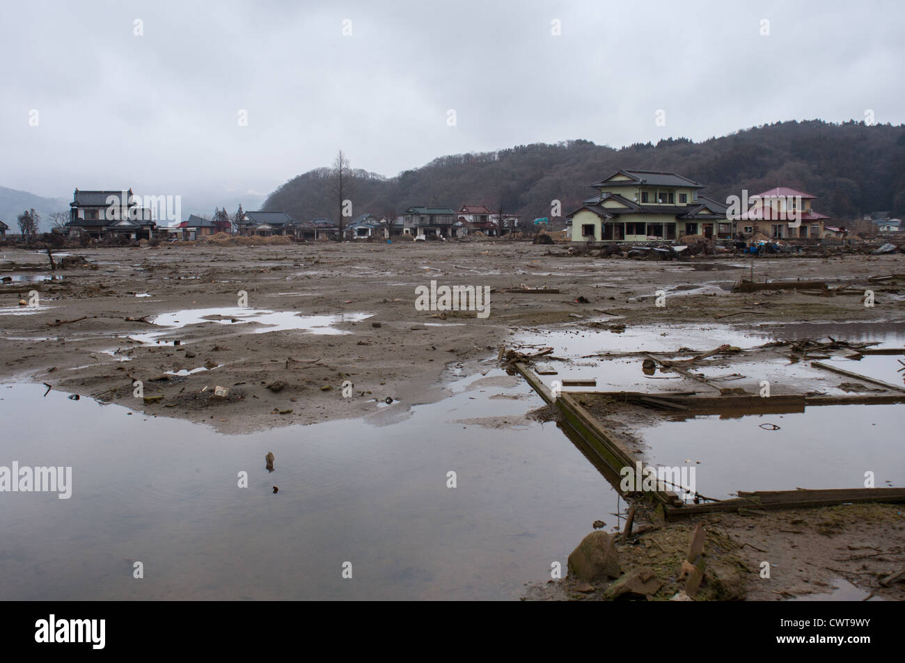 Ishinomaki, un anno dopo il devastante terremoto di Tohoku e tsunami distrutto gran parte del Giappone. Foto Stock