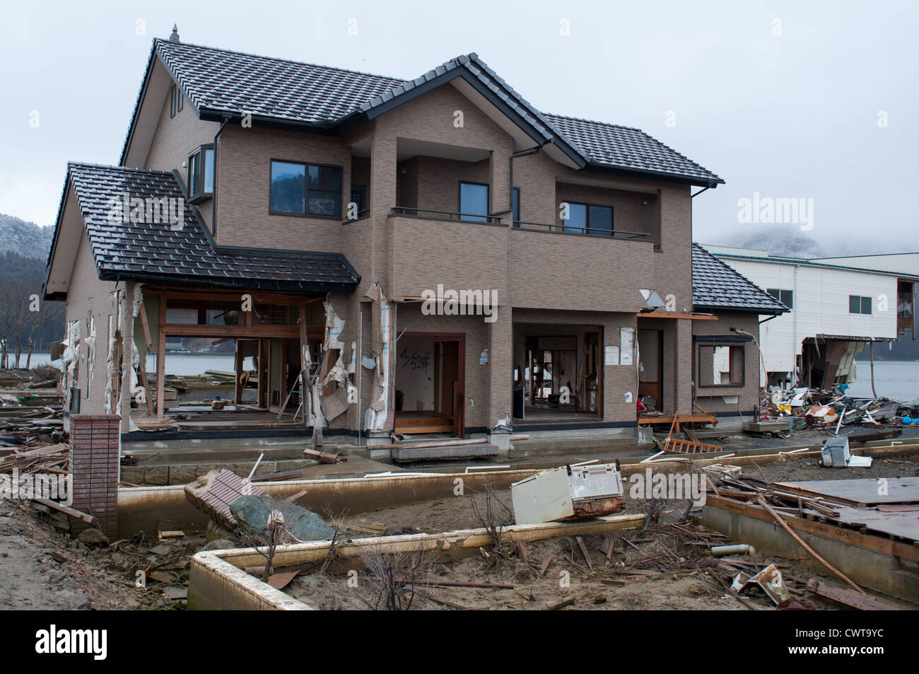Ishinomaki, un anno dopo il devastante terremoto di Tohoku e tsunami distrutto gran parte del Giappone. Foto Stock