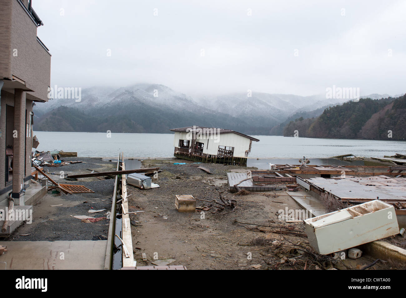 Ishinomaki, un anno dopo il devastante terremoto di Tohoku e tsunami distrutto gran parte del Giappone. Foto Stock