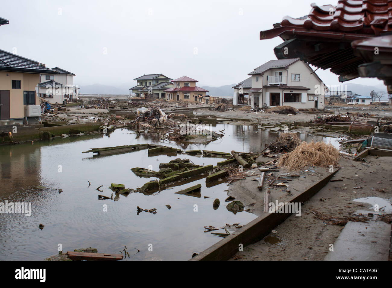 Ishinomaki, un anno dopo il devastante terremoto di Tohoku e tsunami distrutto gran parte del Giappone. Foto Stock