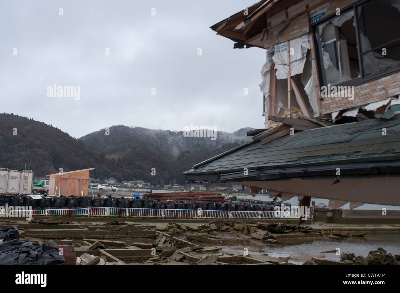 Ishinomaki, un anno dopo il devastante terremoto di Tohoku e tsunami distrutto gran parte del Giappone. Foto Stock