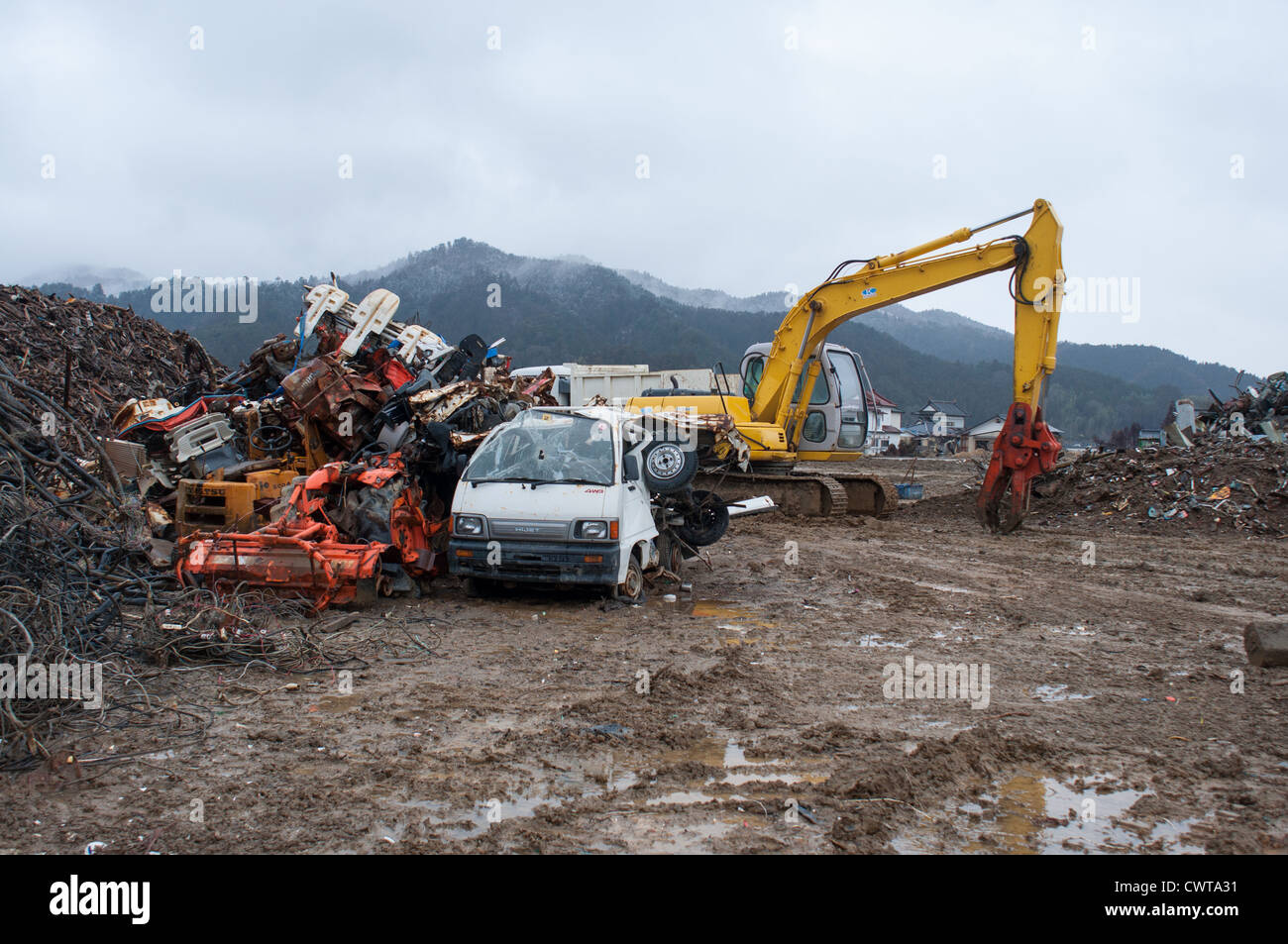 Ishinomaki, un anno dopo il devastante terremoto di Tohoku e tsunami distrutto gran parte del Giappone. Foto Stock