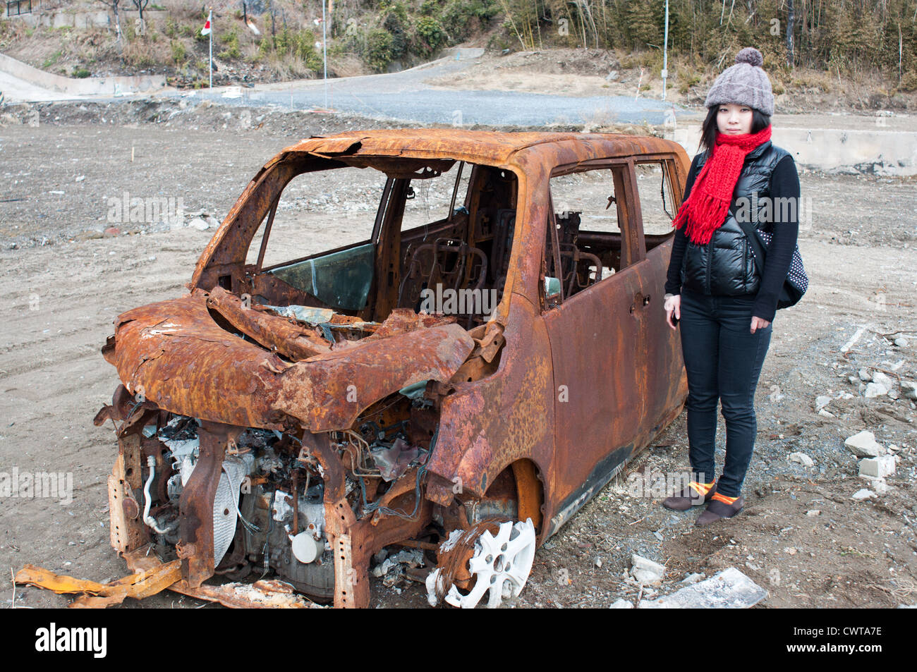 Ishinomaki, un anno dopo il devastante terremoto di Tohoku e tsunami distrutto gran parte del Giappone. Foto Stock
