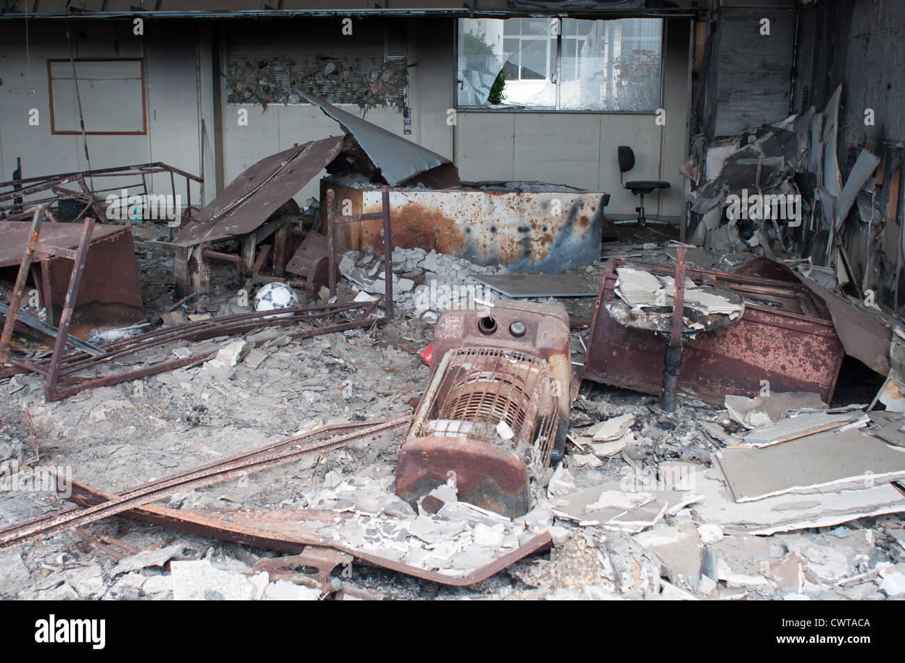 Ishinomaki, un anno dopo il devastante terremoto di Tohoku e tsunami distrutto gran parte del Giappone. Foto Stock