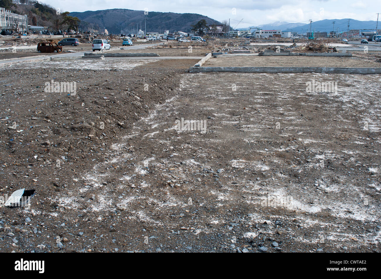 Ishinomaki, un anno dopo il devastante terremoto di Tohoku e tsunami distrutto gran parte del Giappone. Foto Stock