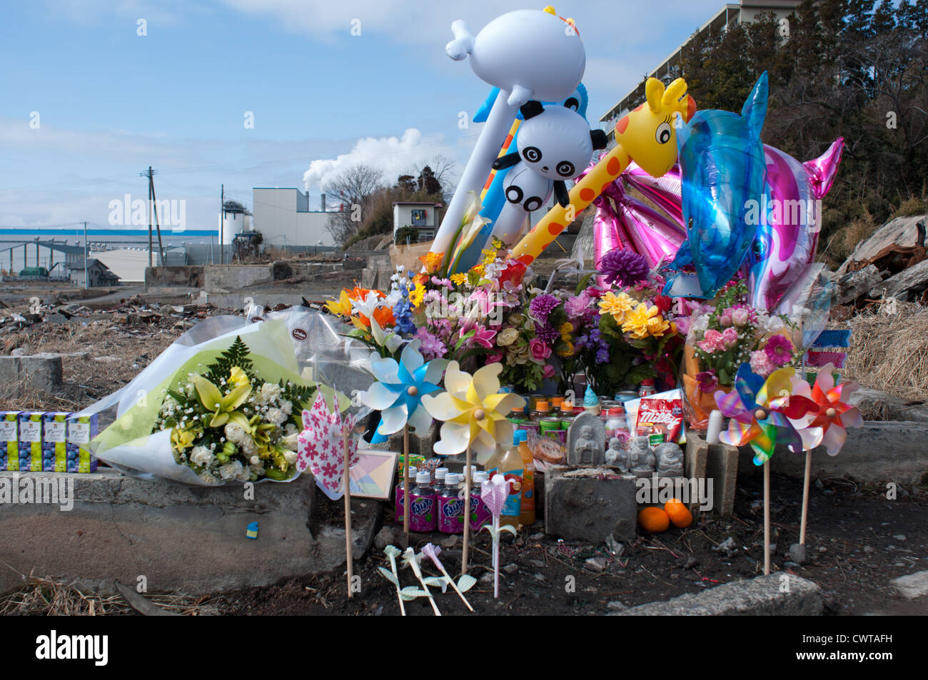Ishinomaki, un anno dopo il devastante terremoto di Tohoku e tsunami distrutto gran parte del Giappone. Foto Stock