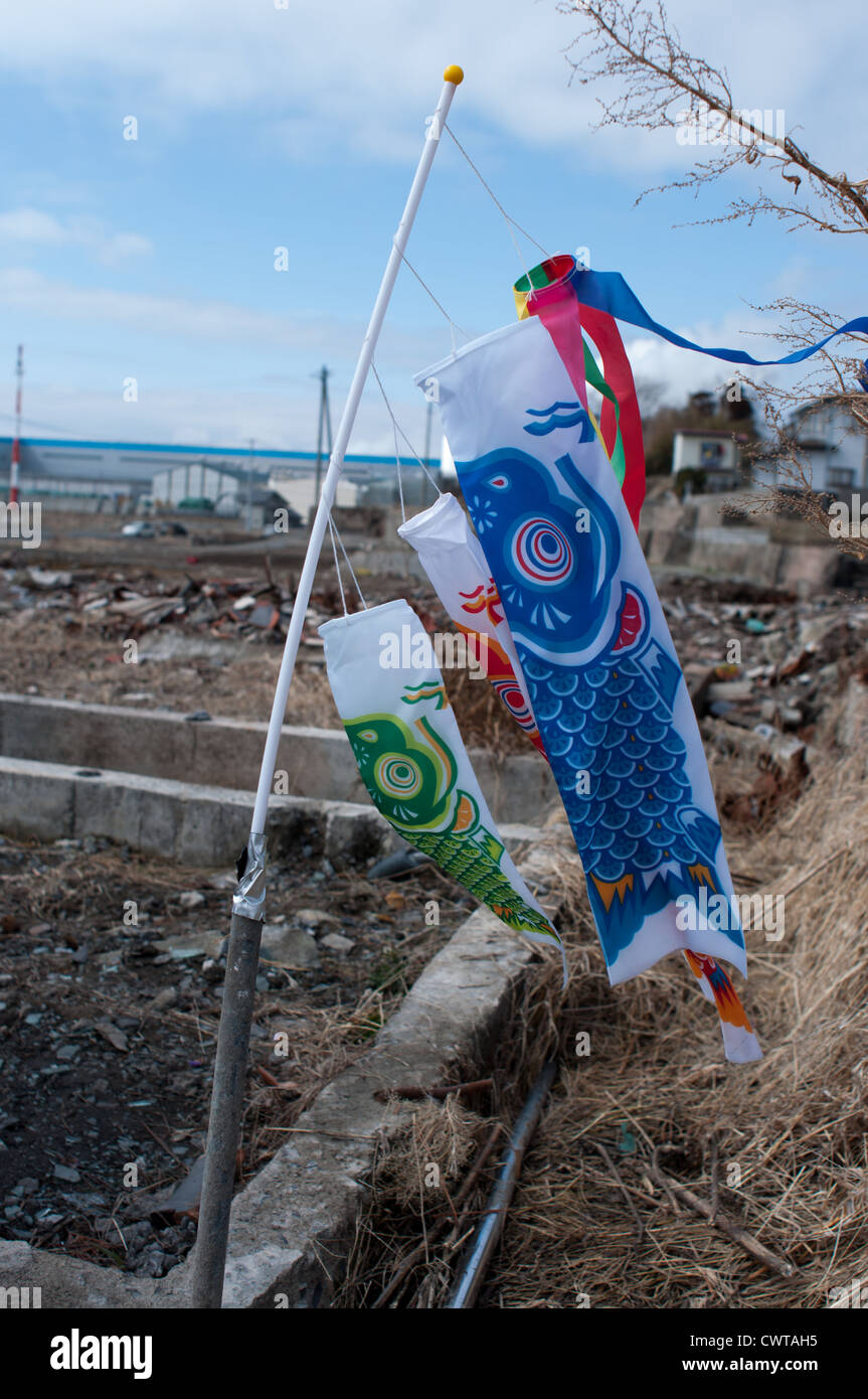Ishinomaki, un anno dopo il devastante terremoto di Tohoku e tsunami distrutto gran parte del Giappone. Foto Stock