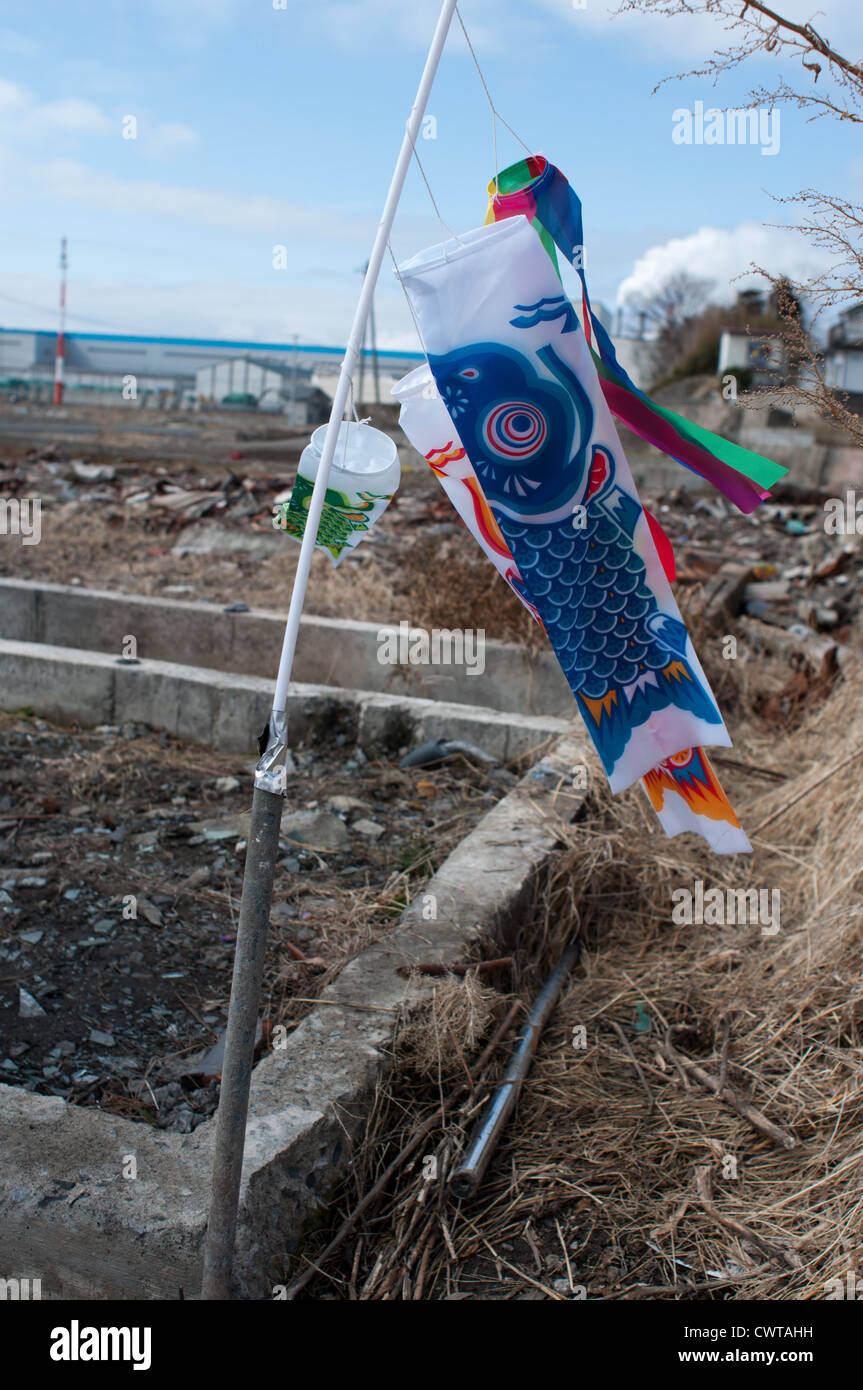 Ishinomaki, un anno dopo il devastante terremoto di Tohoku e tsunami distrutto gran parte del Giappone. Foto Stock