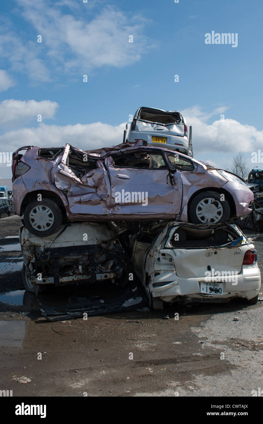Ishinomaki, un anno dopo il devastante terremoto di Tohoku e tsunami distrutto gran parte del Giappone. Foto Stock
