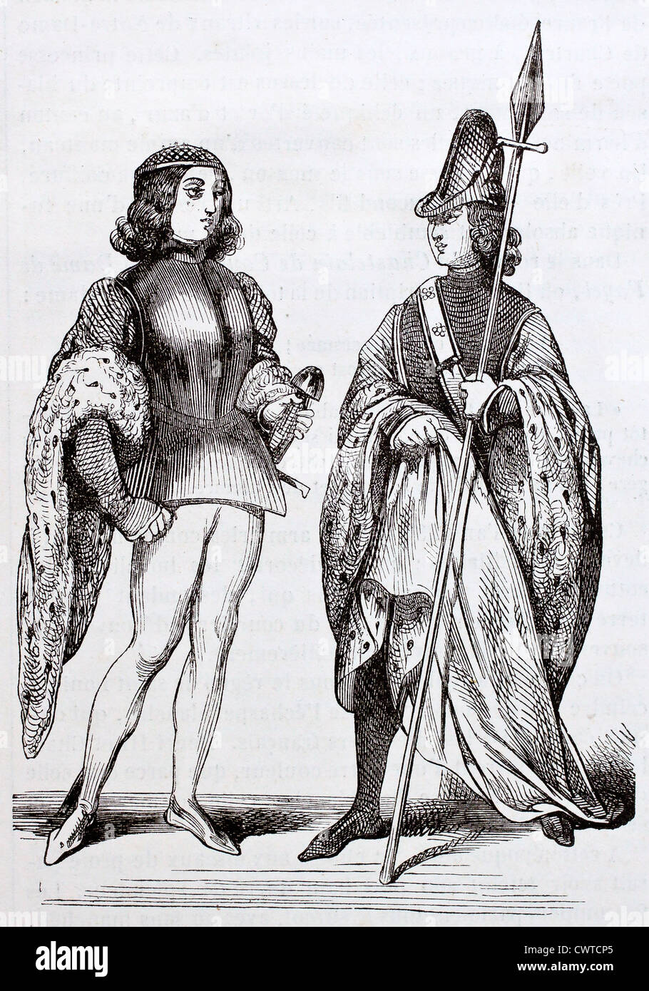 Il francese costumi medievali Foto Stock