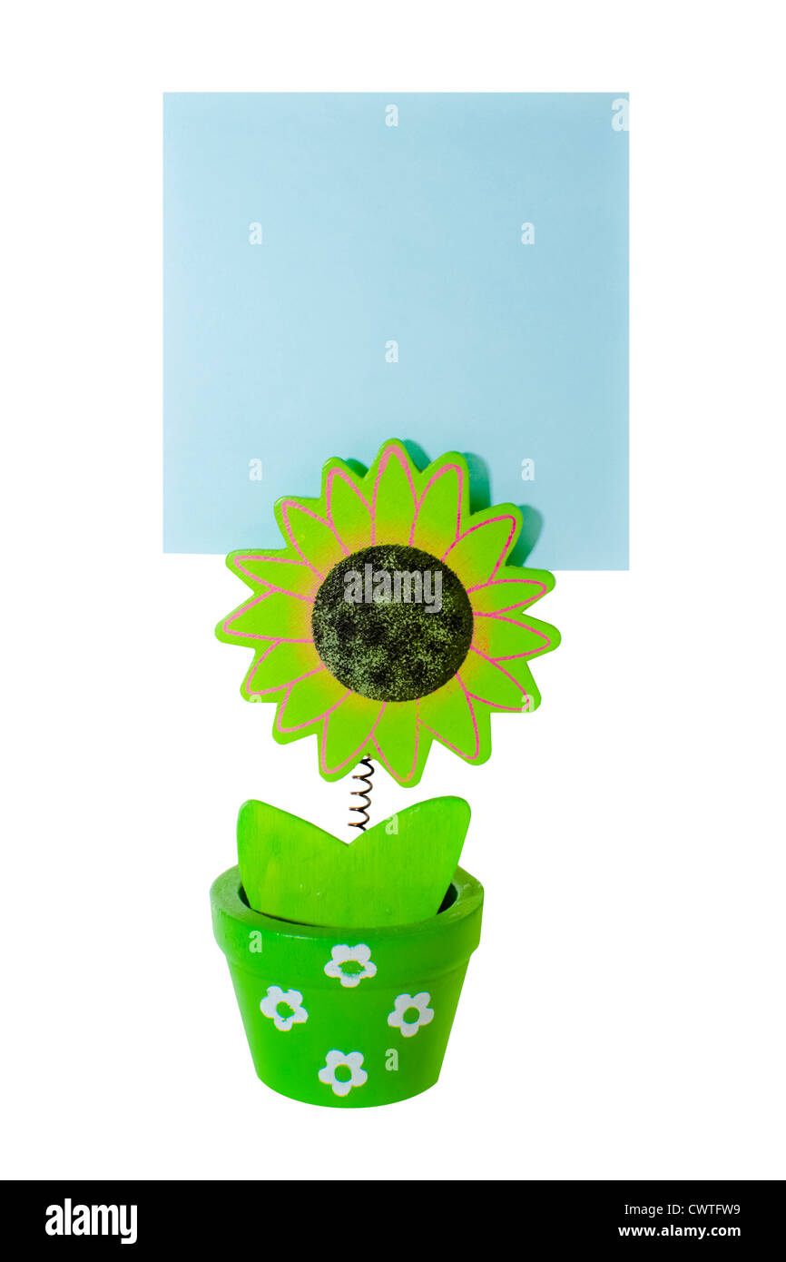 Porta Memo con la scheda vuota isolata su uno sfondo bianco Foto Stock