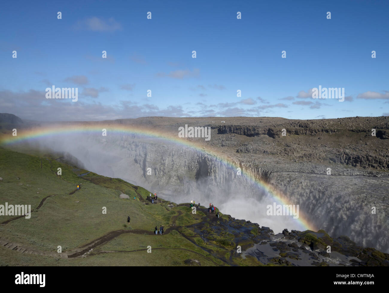 Dettifoss cascata con rainbow Foto Stock